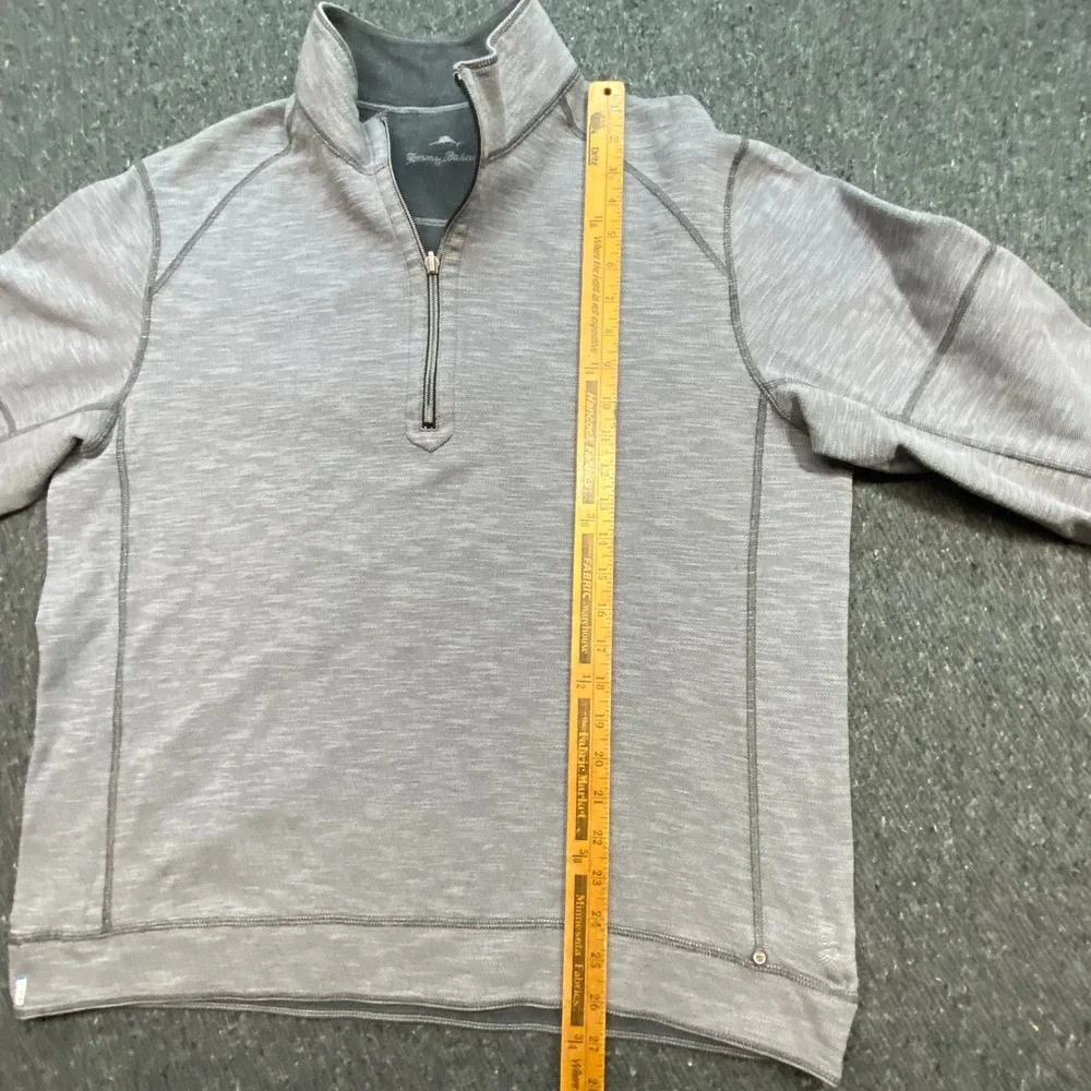Tommy Bahama Quarter Zip Pullover Sz XL Mens Grey Coastal Preppy Herringbone